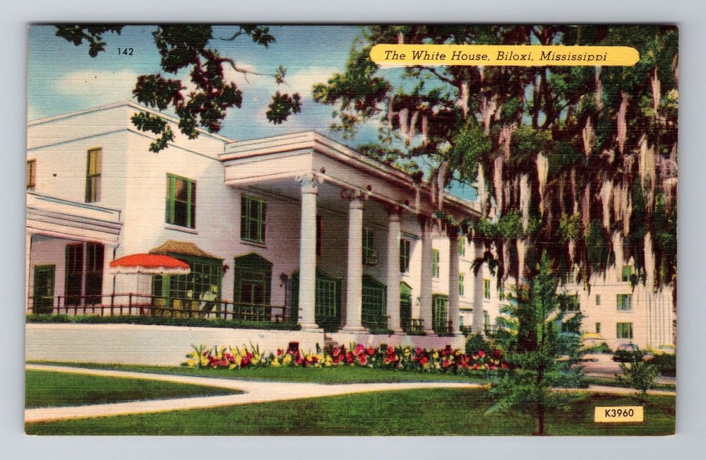 Biloxi MS-Mississippi, The White House, Antique, Vintage Souvenir Postcard