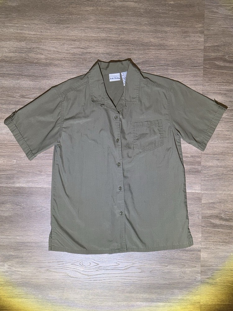 Vintage Bobbie Brooks Olive Women’s M Short Sleeve Button-Up Shirt Cotton Blend