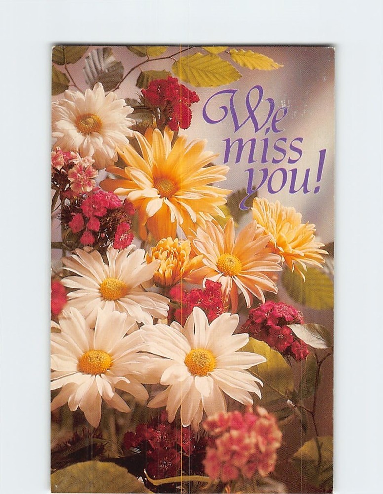 Postcard Floral Print We Miss You Greeting Card