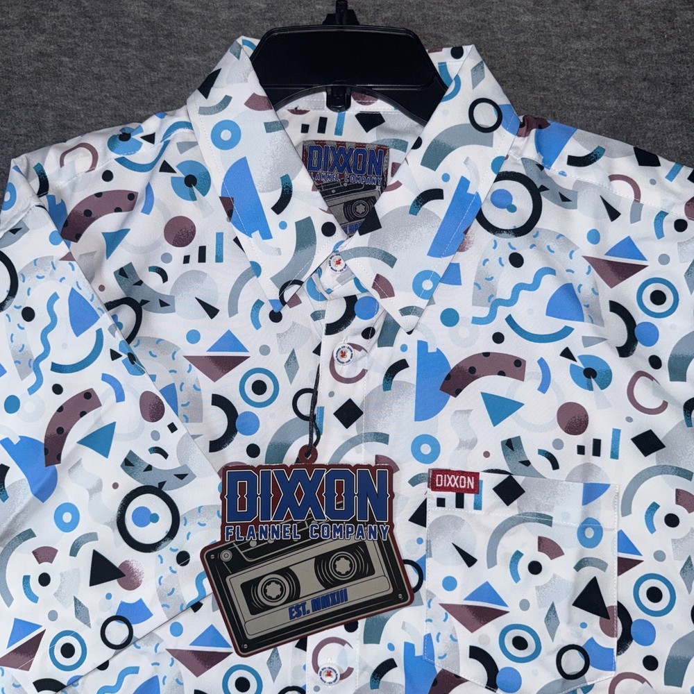 Dixxon Flannel Co Men Party Shirt Button Up Shirt New Wave Abstract Print XL NEW