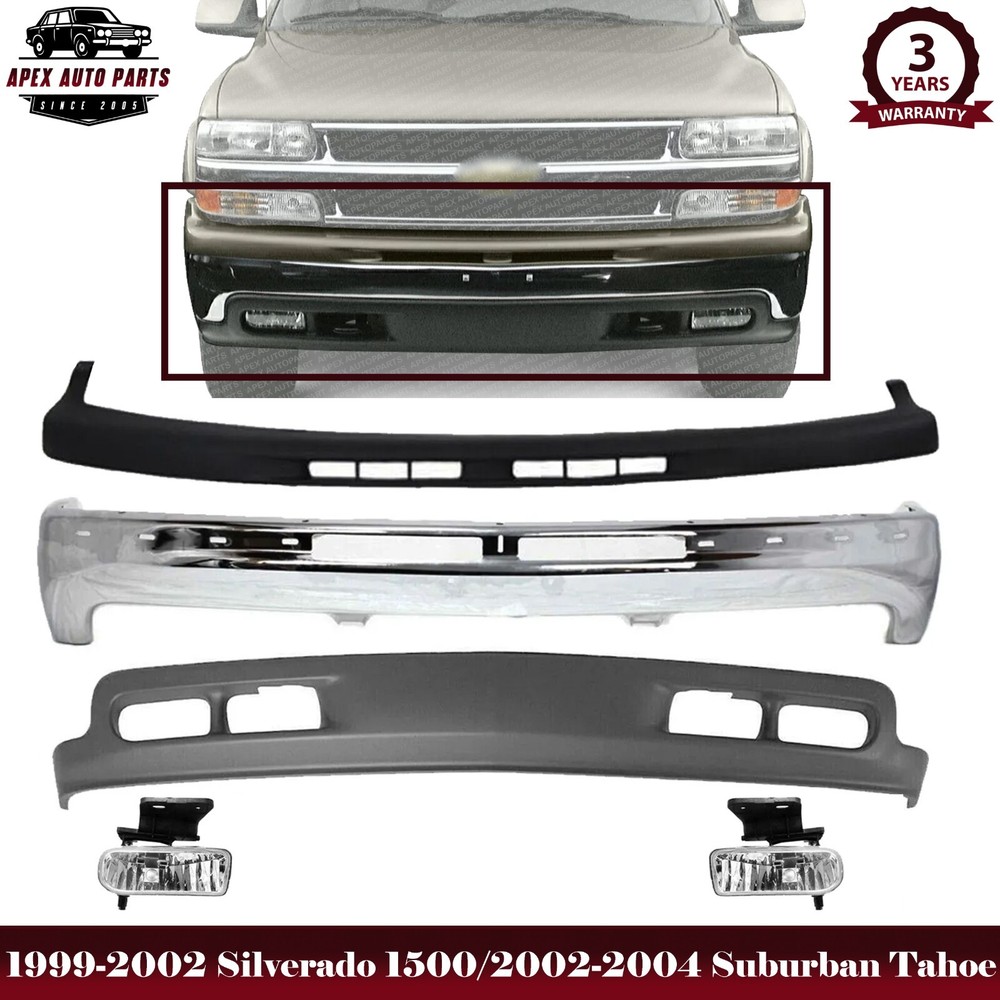 Front Bumper Kit with Fog Lamp For 1999-2002 Silverado 1500/00-04 Tahoe Suburban