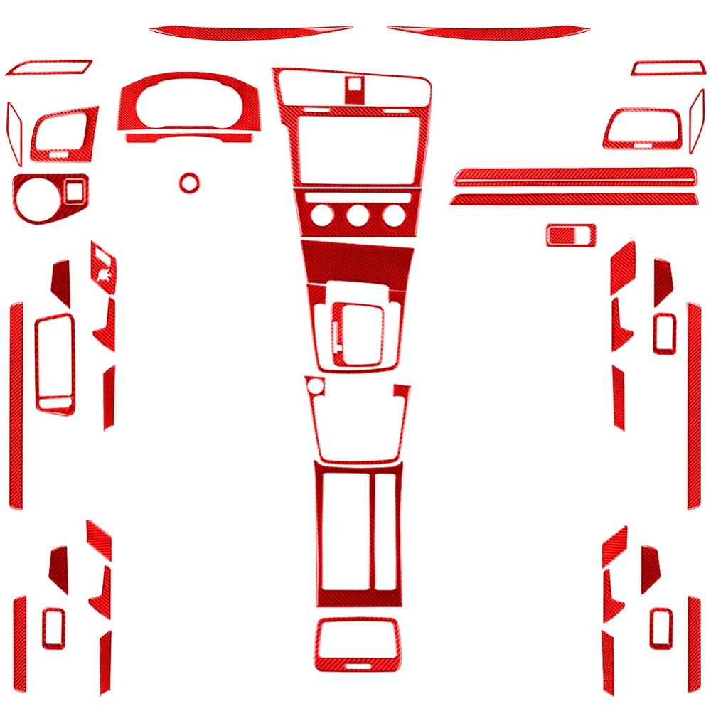 56Pcs Red Carbon Fiber Kits Full Interior Trim Set For VW Golf 7 GTI Mk7 2013-19