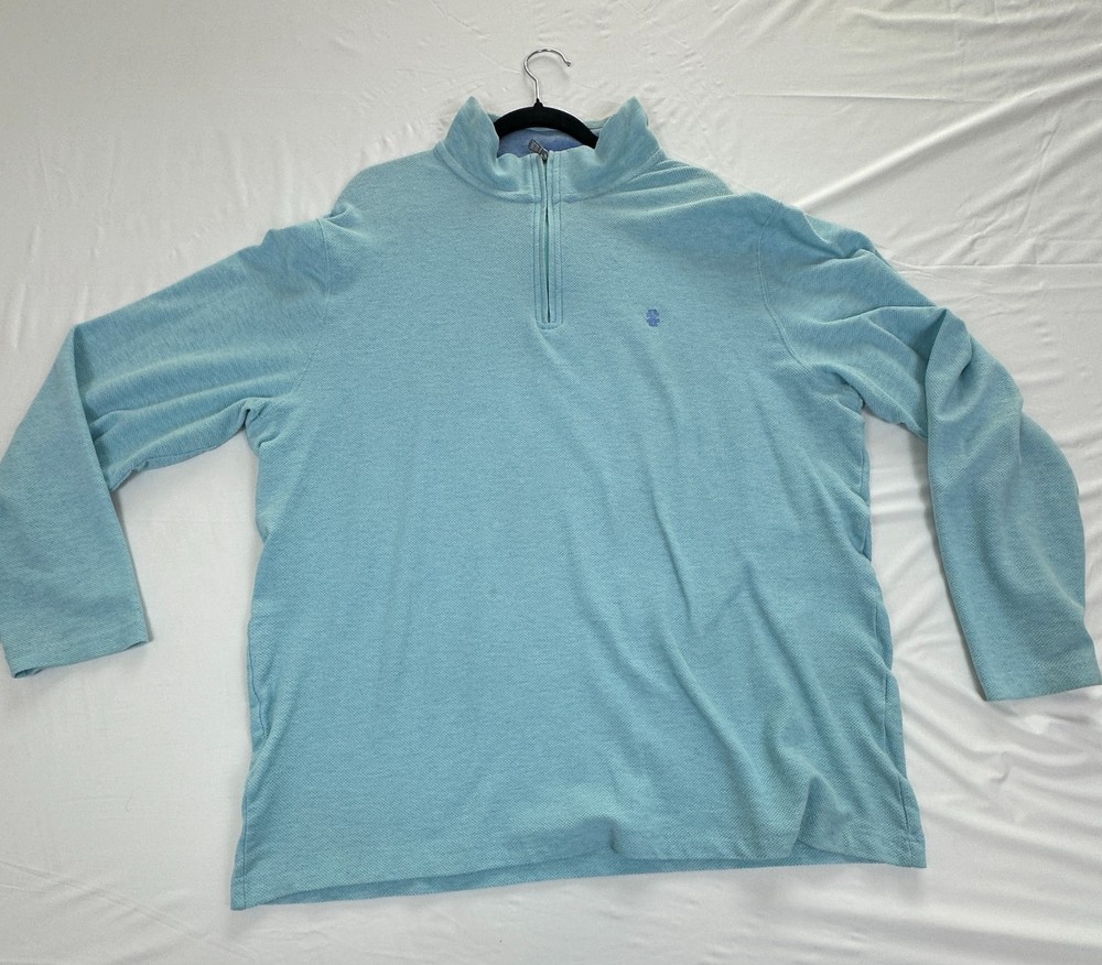 IZOD Men’s XL Quarter Zip Pullover Light Blue Long Sleeve Cotton Blend