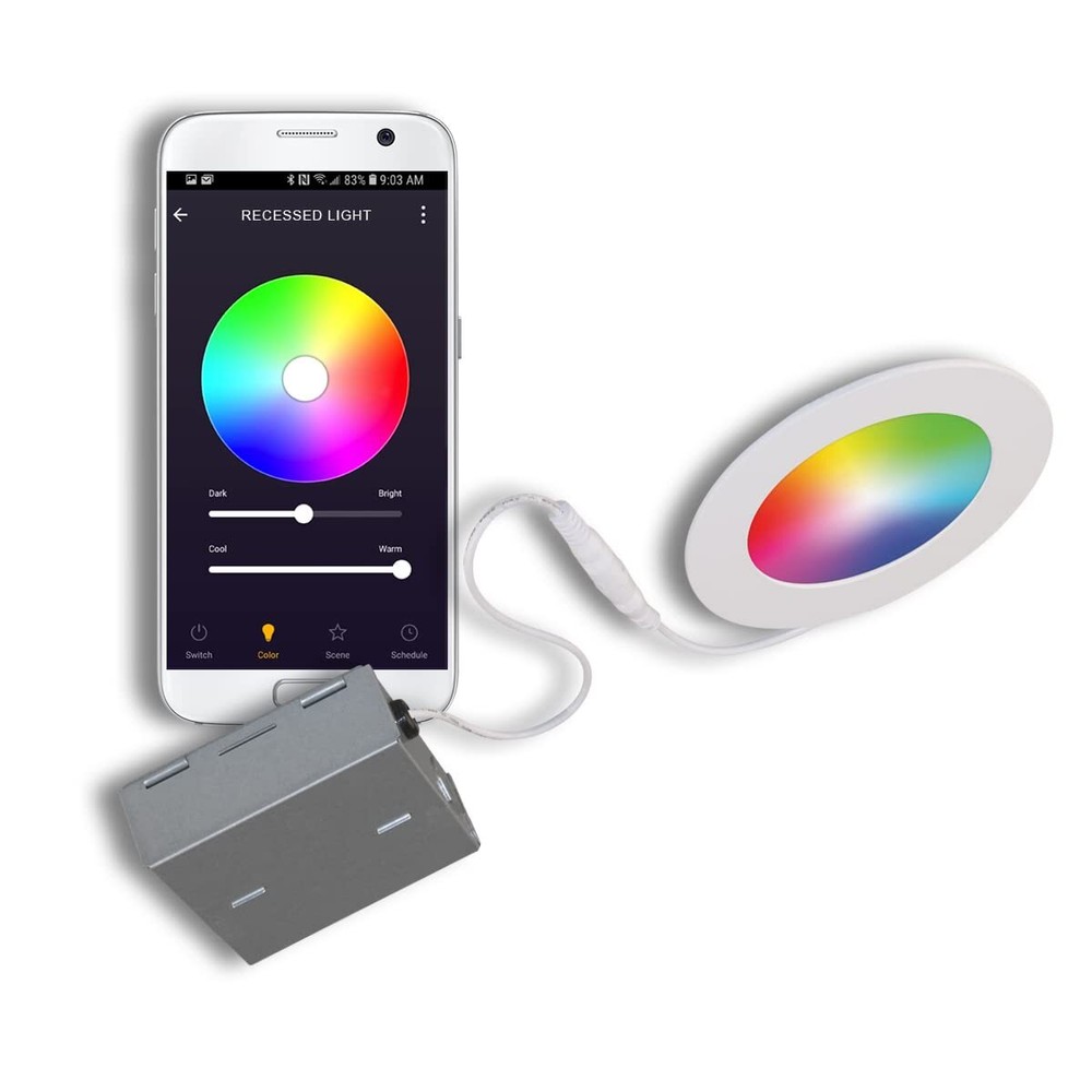 Smart Home 4-in Wi-Fi RGB Tunable Slim Disk LED Recessed Fixture Kit-White