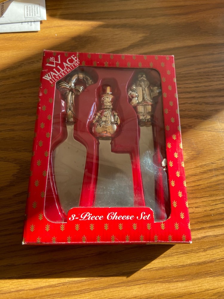 NIB 1998 Wallace Silversmiths Silver Plated 3 Pc Cheese Serving Set