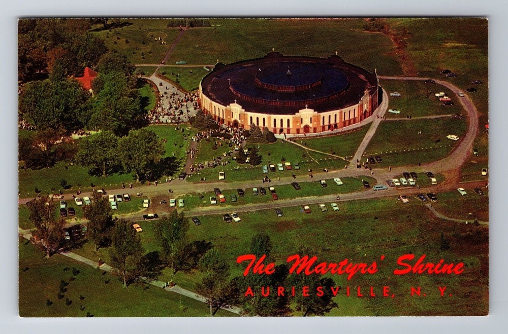 Auriesville NY-New York, Aerial The Martyrs' Shrine Coliseum, Vintage Postcard