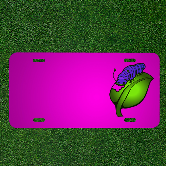 Create a Custom Personalized Car License Plate with Names Featuring a Caterpillar Design and Eat Leave Theme
