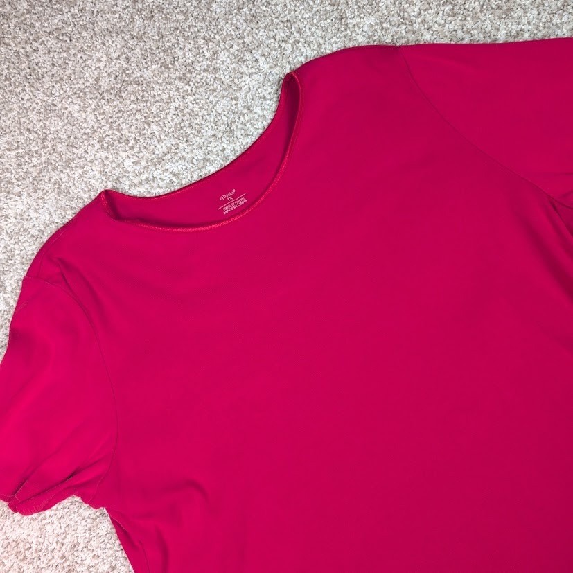 CJ Banks Women's Red Short Sleeve Basic Cotton Crew Neck T-Shirt Plus Size 1X