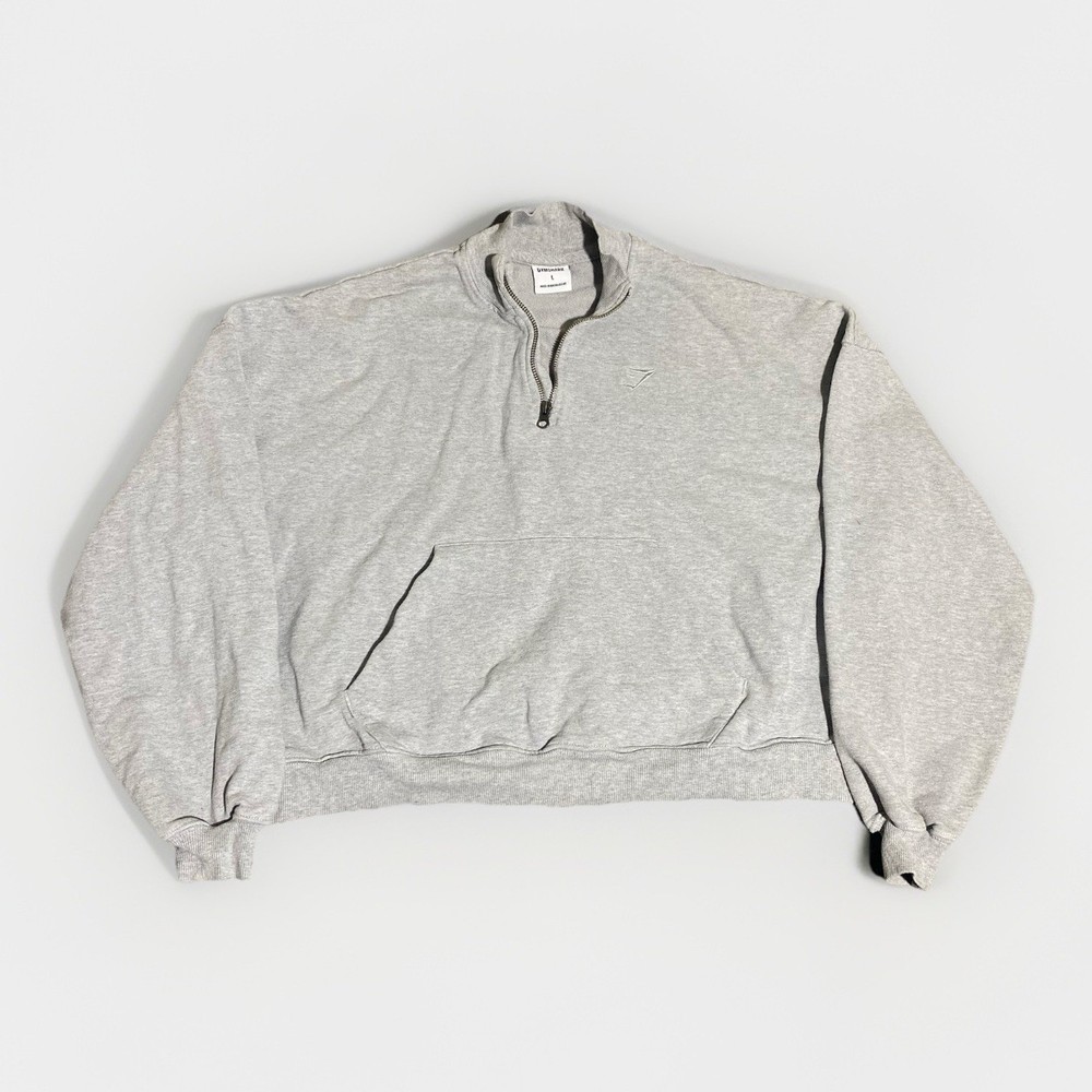 Gymshark Rest Day Oversized Pullover Womens Large Gray Marl Cropped Sweatshirt