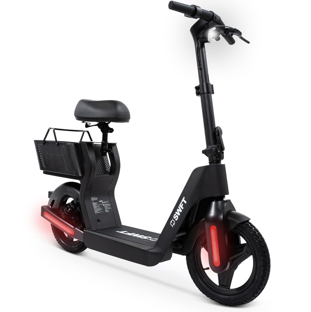 SWFT SD Electric Scooter with Seat- 15mi Operating Range, 18 mph, 14