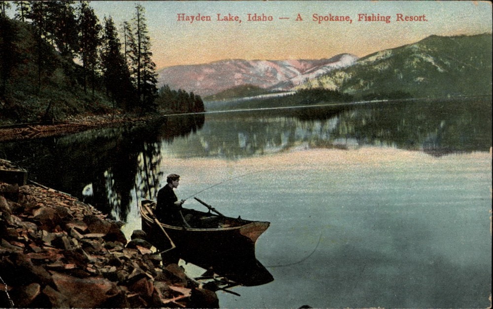 Hayden Lake Idaho Spokane Fishing Resort vintage postcard c831