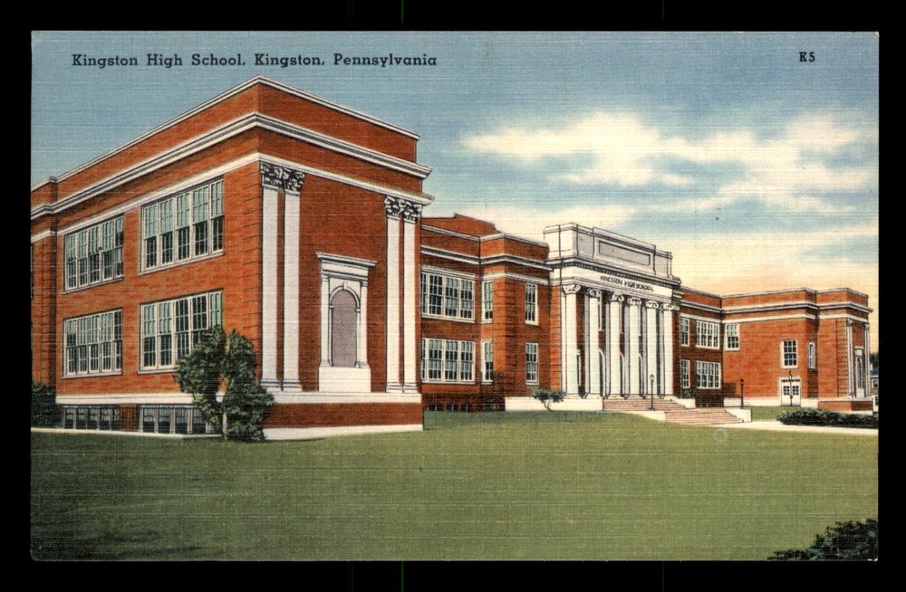Kingston High School Pennsylvania PA Linen Building Postcard Unp