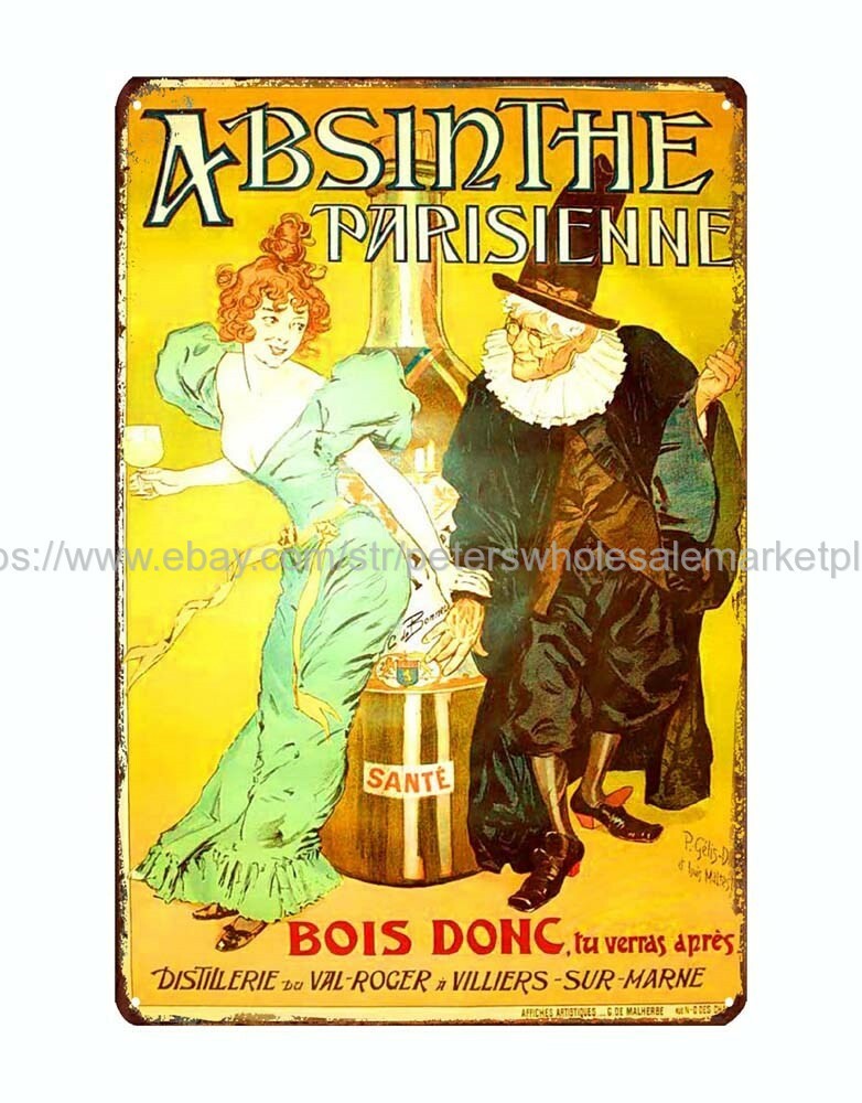 Absinthe Parisienne ALCOHOL DRINK metal tin sign tin bar signs-image