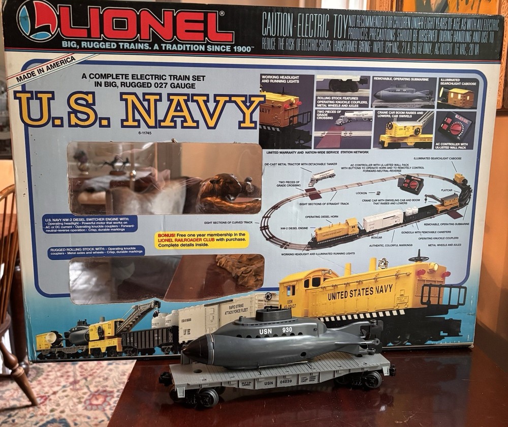 Lionel US Navy Submarine Flatcar 04039 O27 3-Rail 6-11745 1994 Vintage