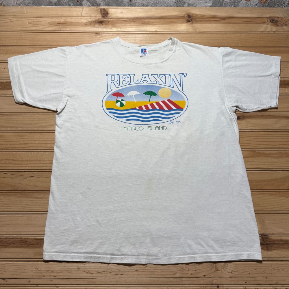 Vintage 80s 1988 Marco Island Beach Tropical Florida T-Shirt USA Made - Size XL