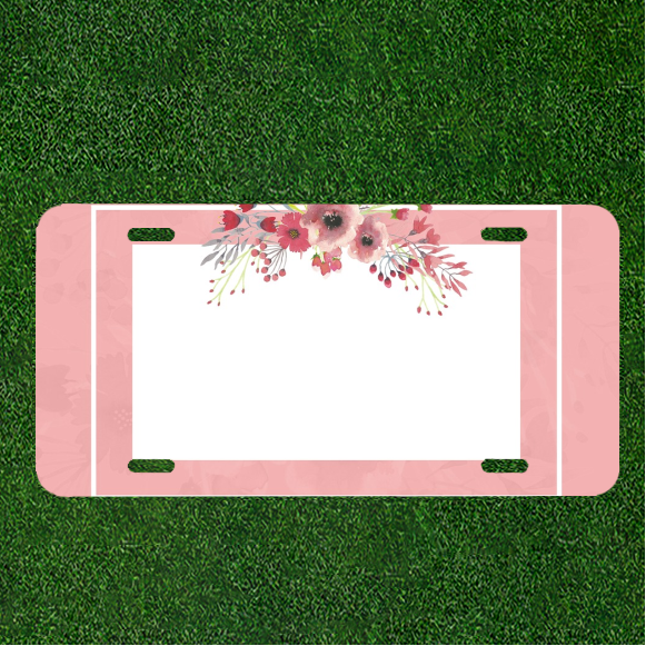 Custom Personalized License Plate Auto Tag With Stunning Flowers Art Add Names