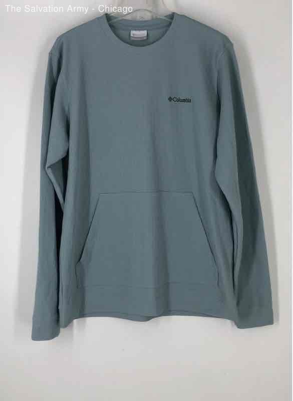 Columbia Mens Light Turquoise Crew Neck Long Sleeve T-Shirt Size Large