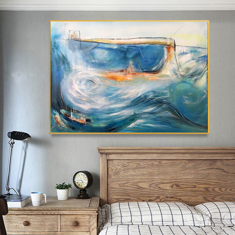 Abstract Hand painted Oil Painting Sea View Decorative Painting Living Room