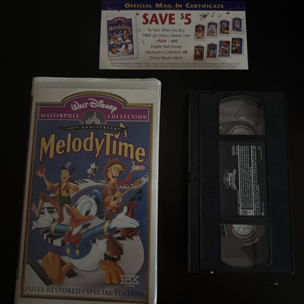 Melody Time VHS Disney Masterpiece Collection Clamshell *SEALED w/ Hype Sticker*