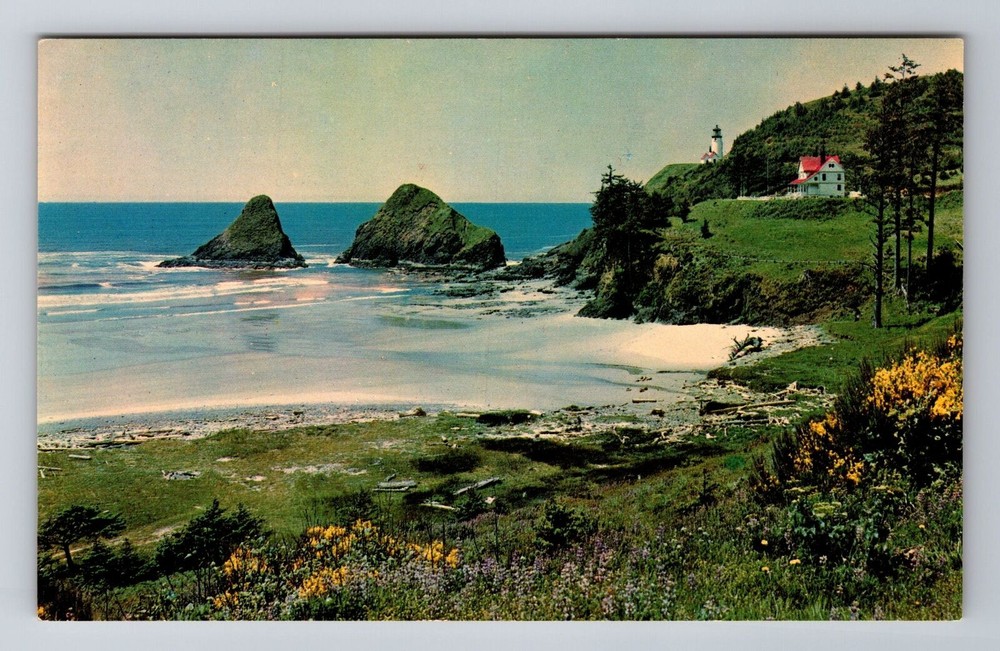 OR- Oregon, Heceta Head Light House, Antique, Vintage Souvenir Postcard