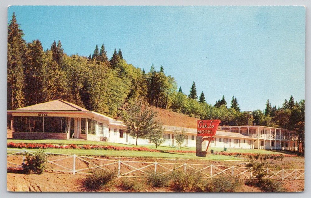 Vintage OAK-LO MOTEL Dunsmuir California Mt Shasta View 