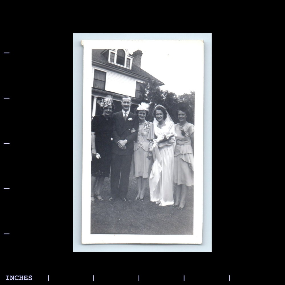 Old Vintage Photo MAN WOMEN BRIDE GROOM WEDDING DRESS