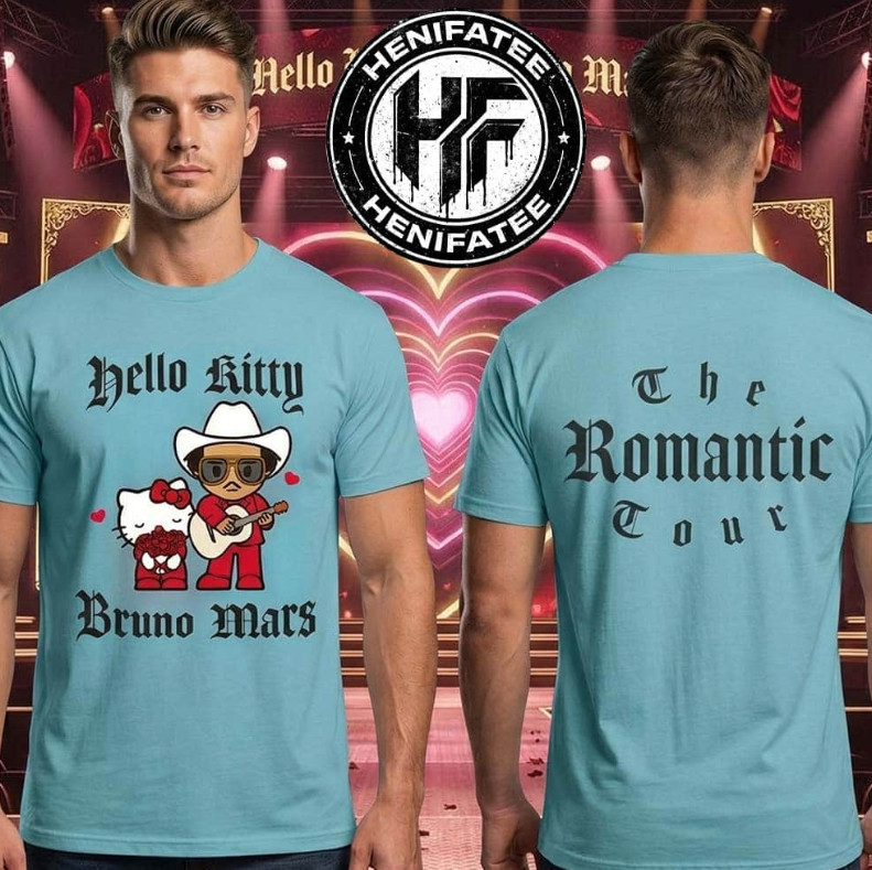 Bruno Mar X Hello Kitty The Romantic Tour 2026 Two Sided T-Shirt