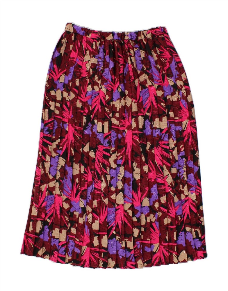 Vintage Abstract Pleated Skirt Womens Size 30 Burgundy QW06-image