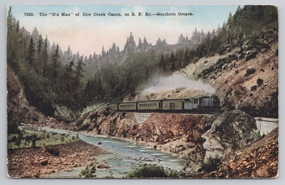 Old Man Face, Cow Creek Canyon Oregon OR Southern SPRR Train 1910s Postcard