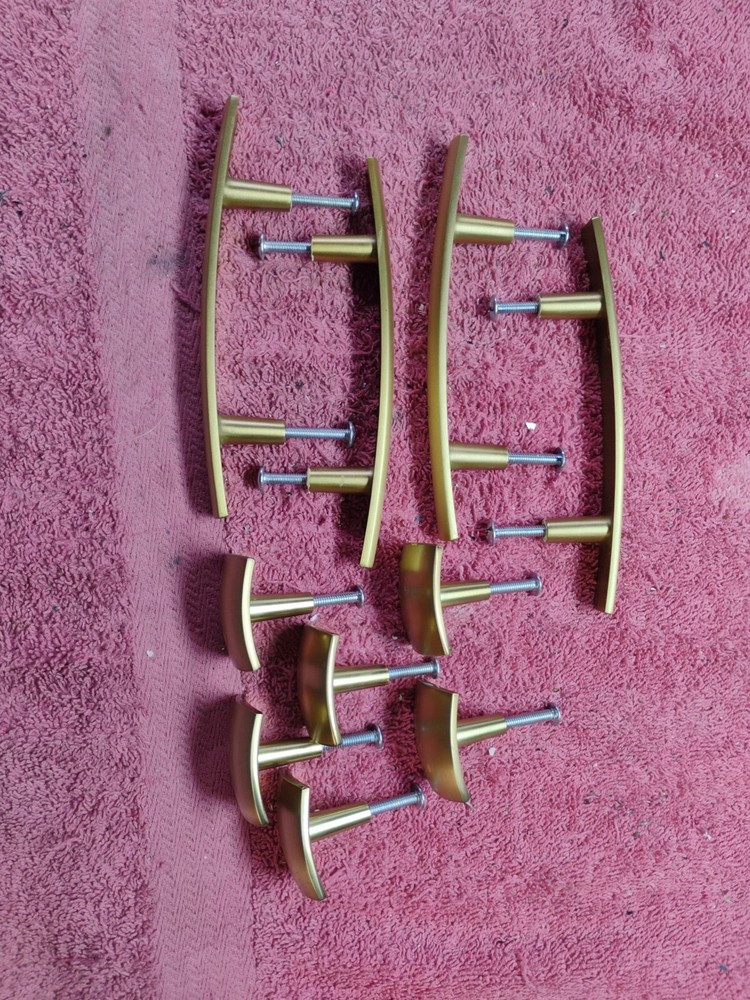 Brushed Brass Drawer and Cabinet pulls (lot of 10) - used