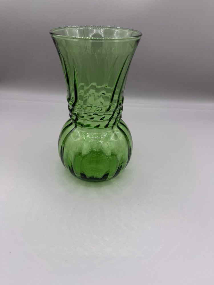Anchor Hocking Green Glass Vase 6.5