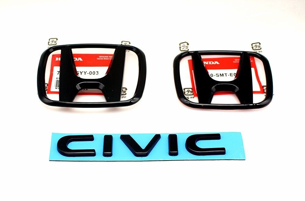 Genuine OEM Gloss Black Logo Emblem Set For Honda CIVIC 2024 EX Sedan 4-Door