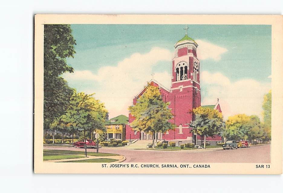 Postcard St. Joseph's Roman Catholic Church Sarnia Ontario Canada
