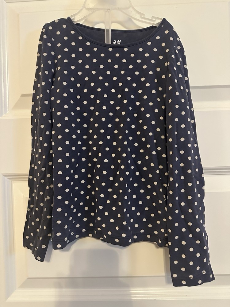 H&M Blue Long Sleeved Blouse Girls Size 4-5 Excellent Condition