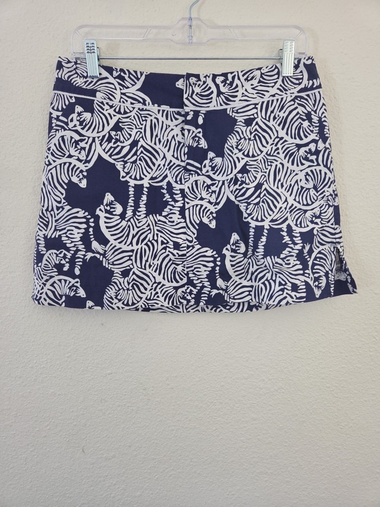Womens Lilly Pulitzer Callahan Zebra Print White Navy Blue Skort Sz 2