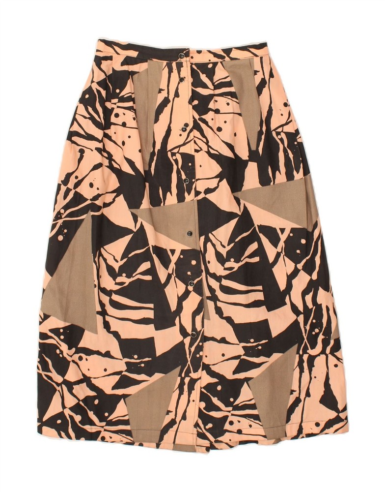 Vintage Abstract Pattern Midi Skirt W26 Small Beige ZP03-image