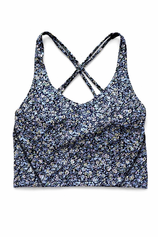 Hollister Gilly Hicks Active Recharge Tank XS Blue Black Floral Crop Top