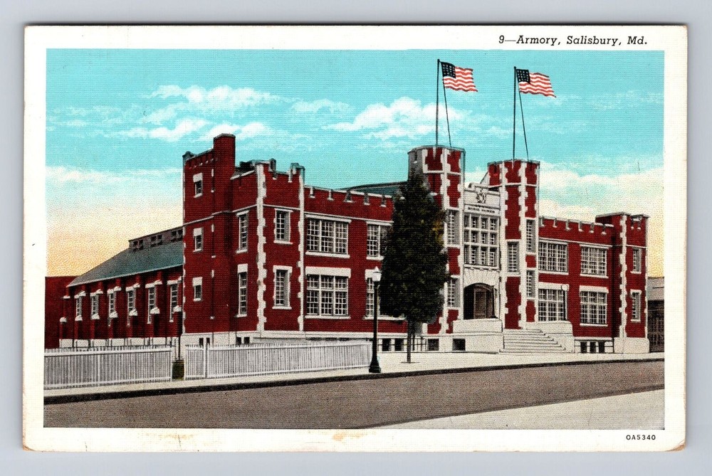 Salisbury MD-Maryland, Armory, Antique, Vintage c1946 Postcard