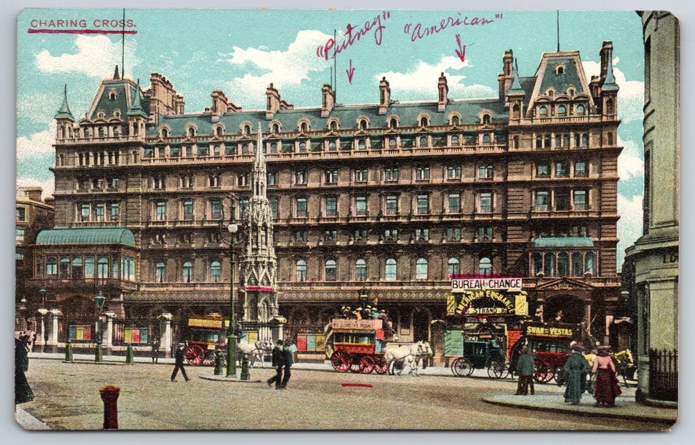 Charing Cross London Postcard Wildt & Kray Antique Horse Drawn Omnibus