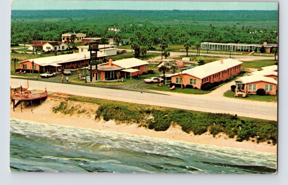 Vintage 1972 Toronto Motor Court Flagler Beach Florida Linen Postcard