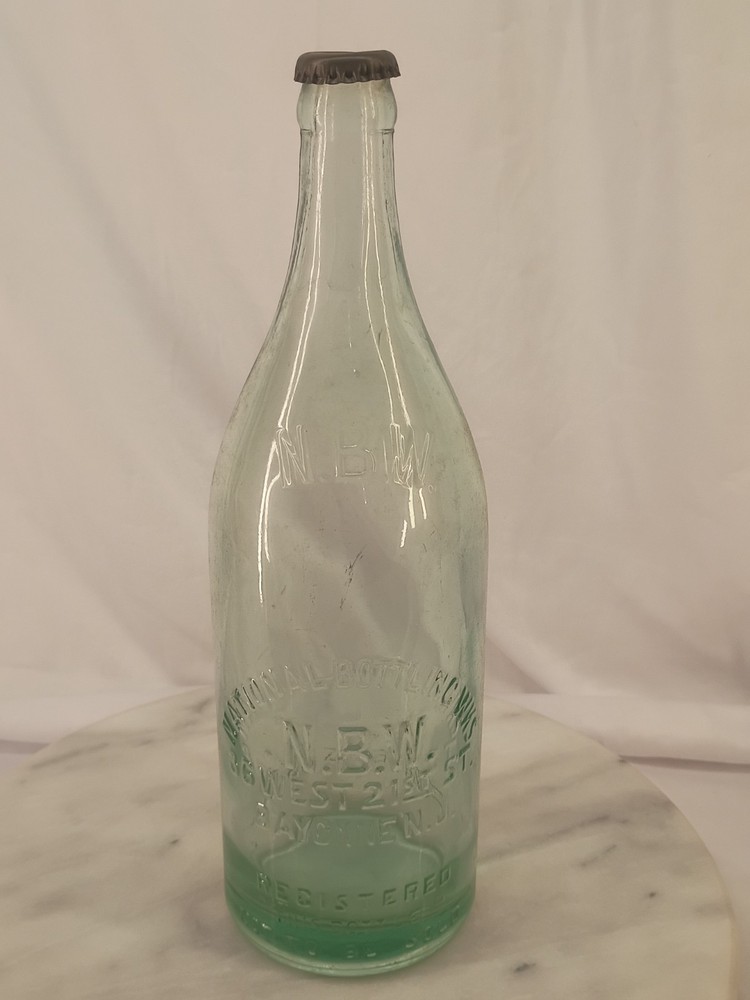 Vintage National Bottling Wks N.B.W Bayonne N.J 28oz Embossed Glass Bottle