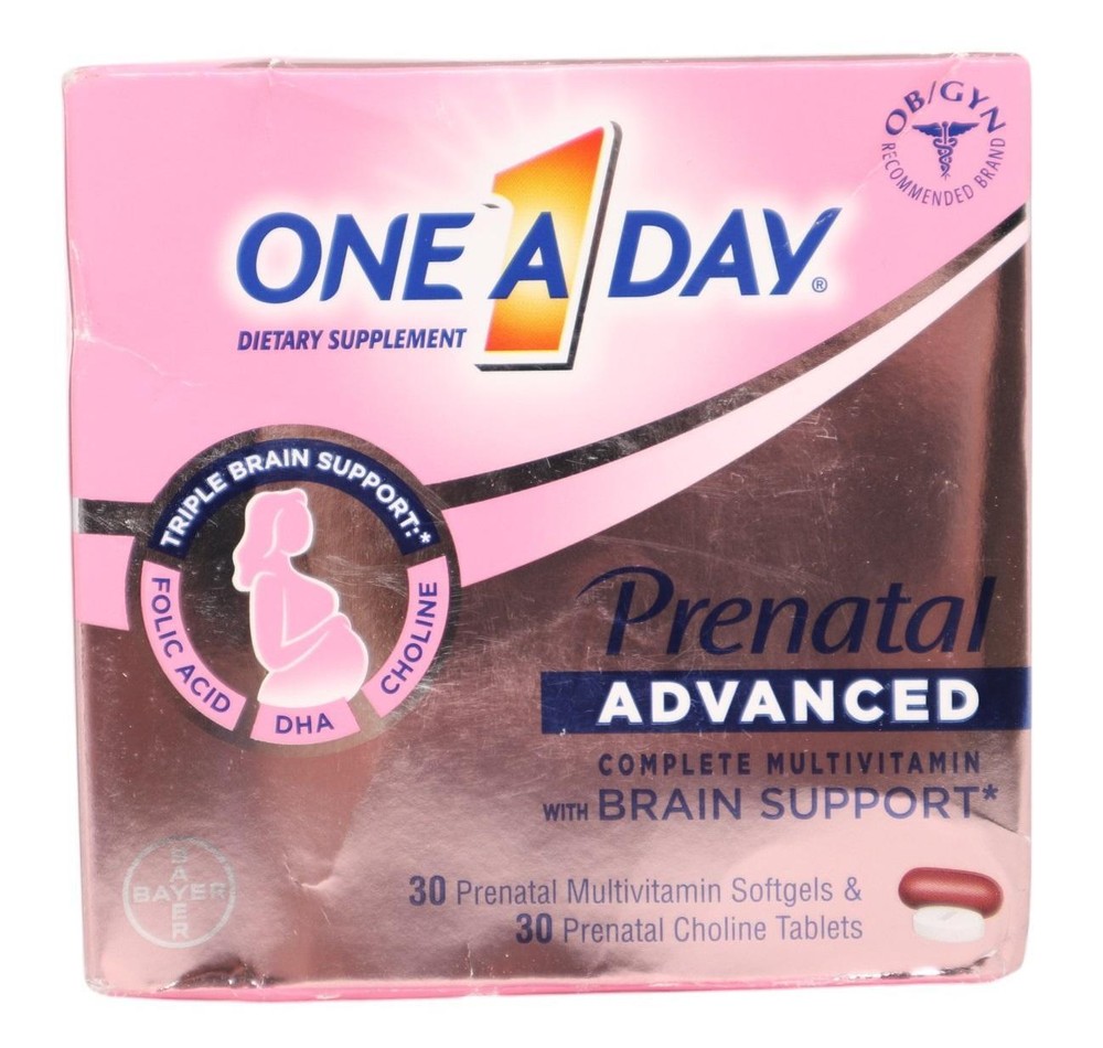 One A Day Prenatal Advanced Complete Multivitamin with Brain Support 30ct + 30ct