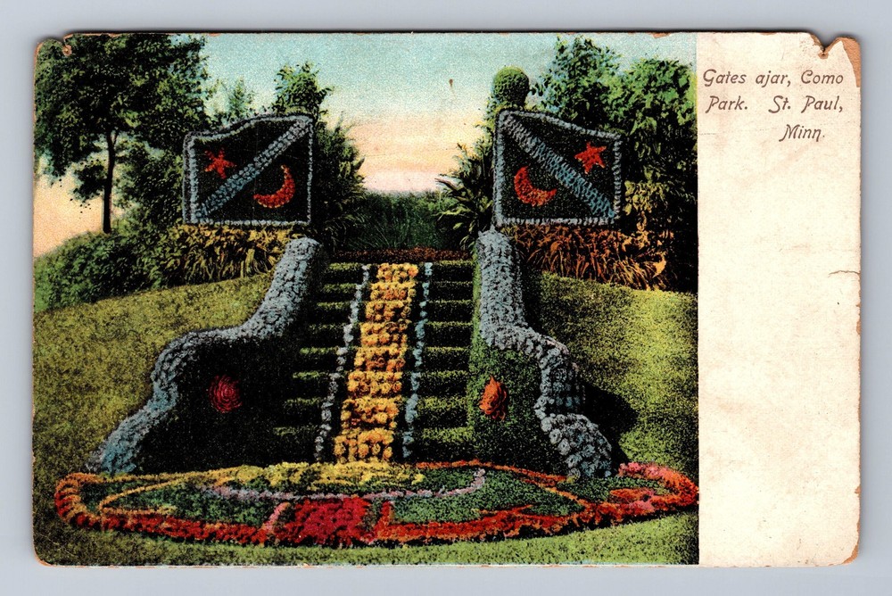 St Paul MN-Minnesota Gates Ajar Como Park Vintage Postcard