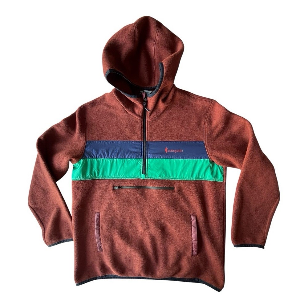 Cotopaxi Teca Fleece Jacket Mens 2XL 1/2 Zip Pullover Brown Hooded Polyester New