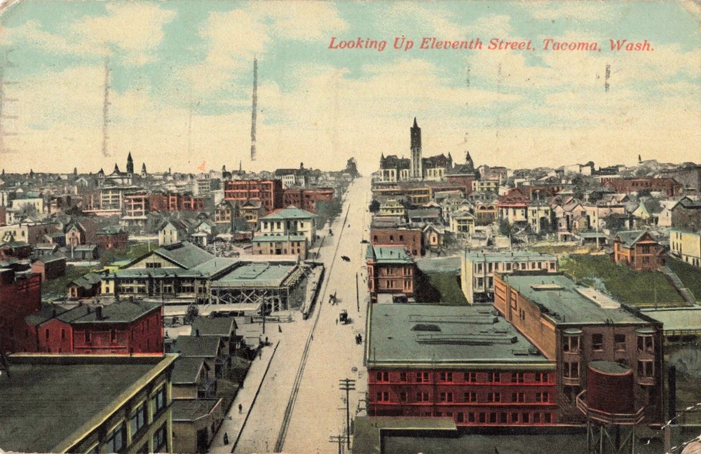 Birdseye View Eleventh Street Tacoma Washington WA 1912 Postcard