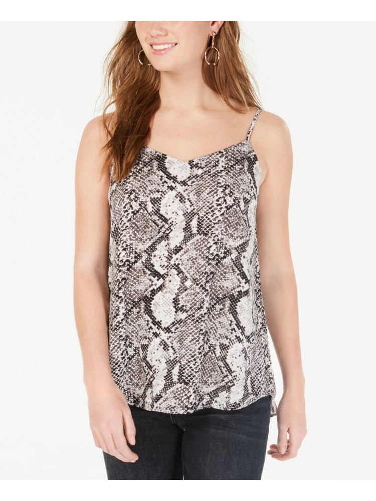 HIPPIE ROSE Womens Black Leopard Print V Neck Spaghetti Strap Tank Top S
