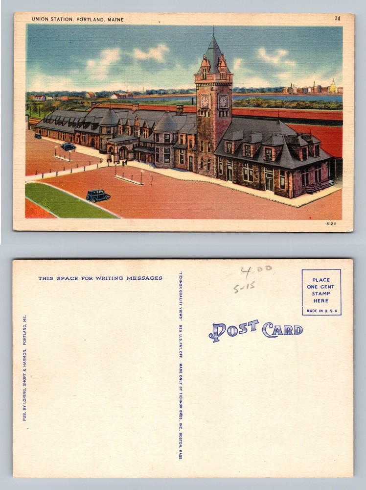 Portland, ME-Maine, Union Station Scene Old Souvenir Vintage Postcard