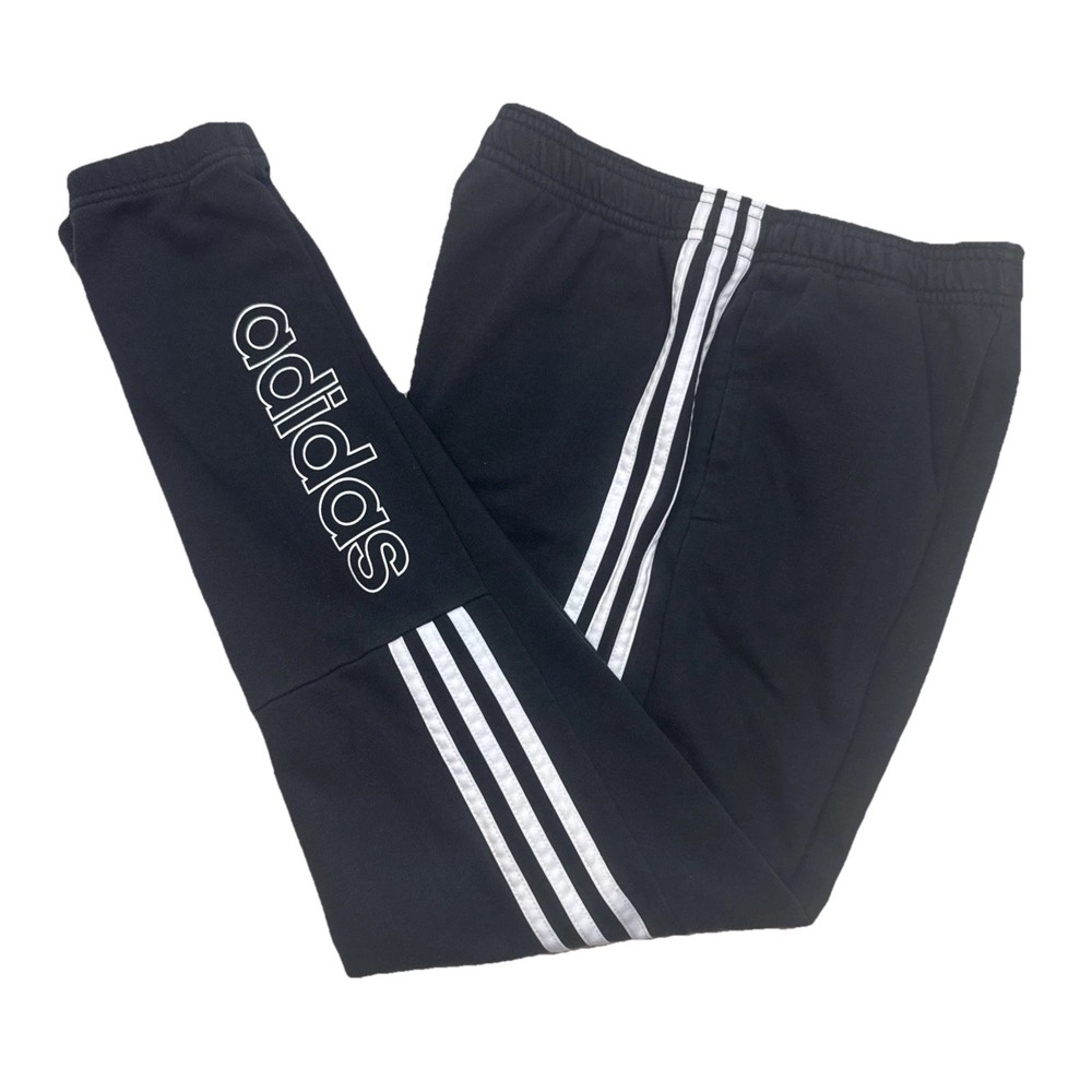 Adidas Mens Track Pants Black 3 Stripe Logo Athletic Joggers Small