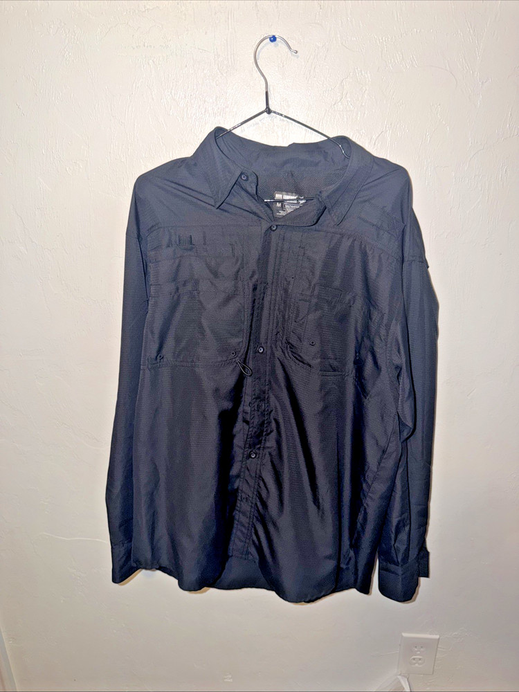 Reel Legends Shirt Mens Sz M Gray Black Geometric Saltwater Fishing Vented Flex