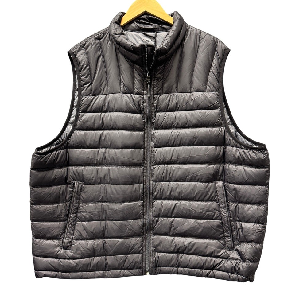 Solaris Down Vest Mens 2XB Black Puffer Jacket Packable Nylon + Travel Bag